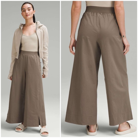 Lululemon Stretch Woven Wide-Leg High-Rise Crop Pants in Nomad Size XL - Picture 1 of 14